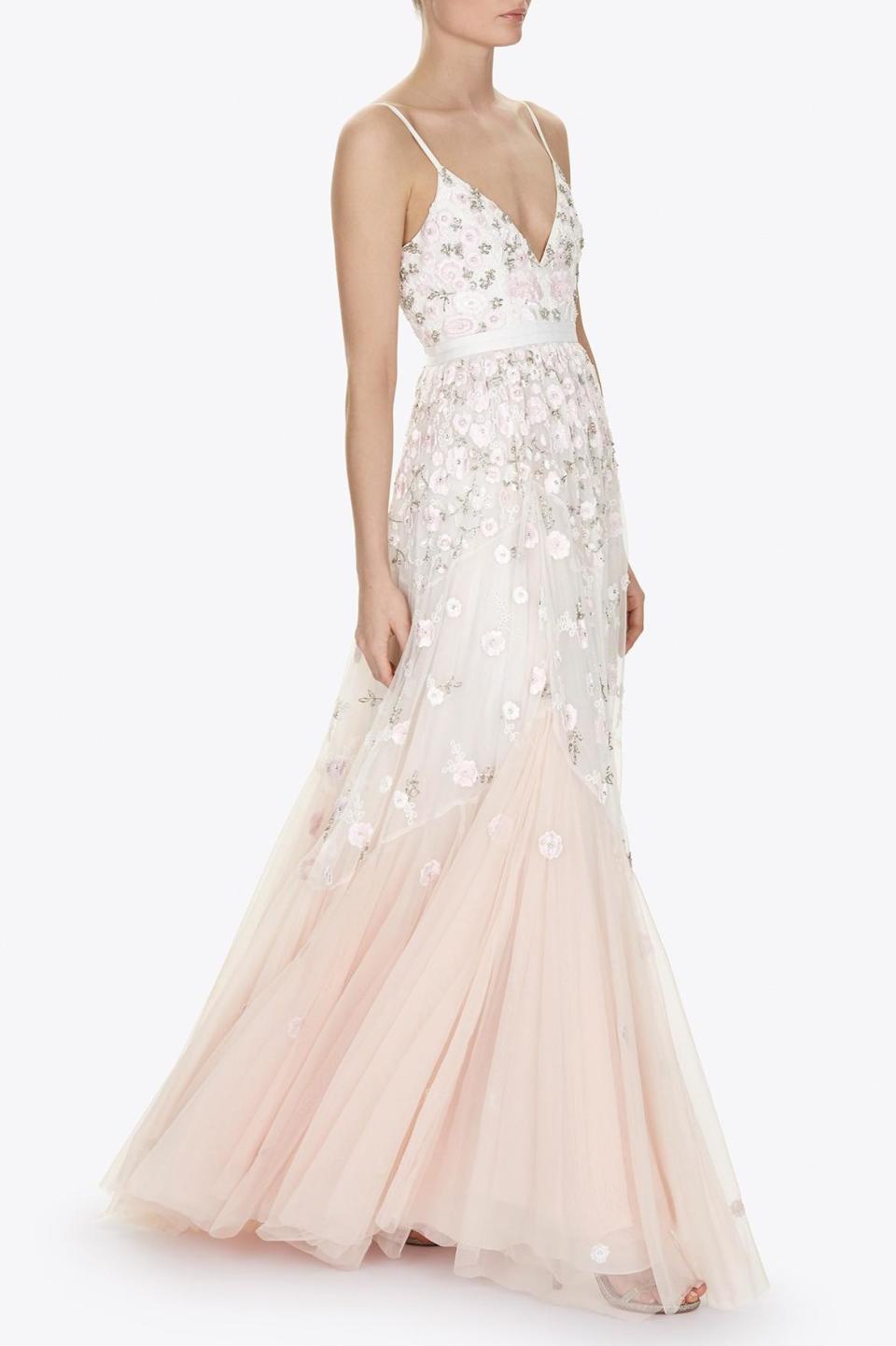 Trailing tiered gown - <a rel="nofollow noopener" href="http://www.needleandthread.com/index.php/uk/all-bridalwear/dresses/trailing-tiered-gown" target="_blank" data-ylk="slk:$1,216;elm:context_link;itc:0;sec:content-canvas" class="link ">$1,216</a>