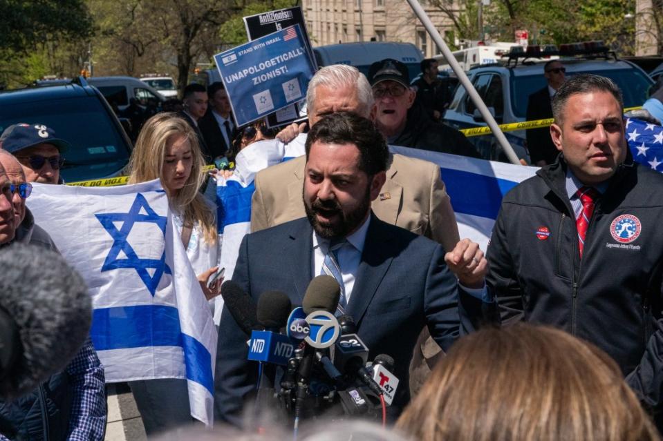 Freshman New York GOP Rep. Mike Lawler’s re-election campaign laid into his Democratic challenger Mondaire Jones on Tuesday morning for maintaining “complete silence about the horrific antisemitism unfolding at Columbia.” Getty Images