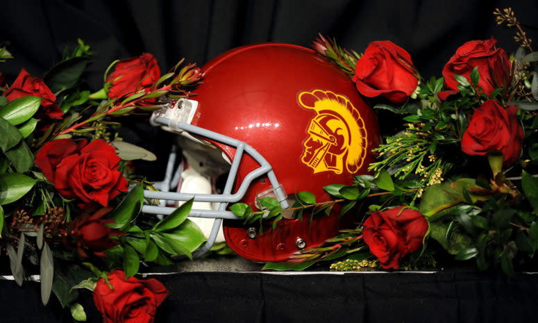 A USC football helmet.