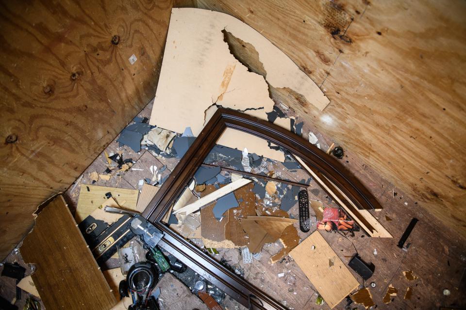 A room after a customer destroyed it at Wreck & Release rage rooms in Fayetteville.