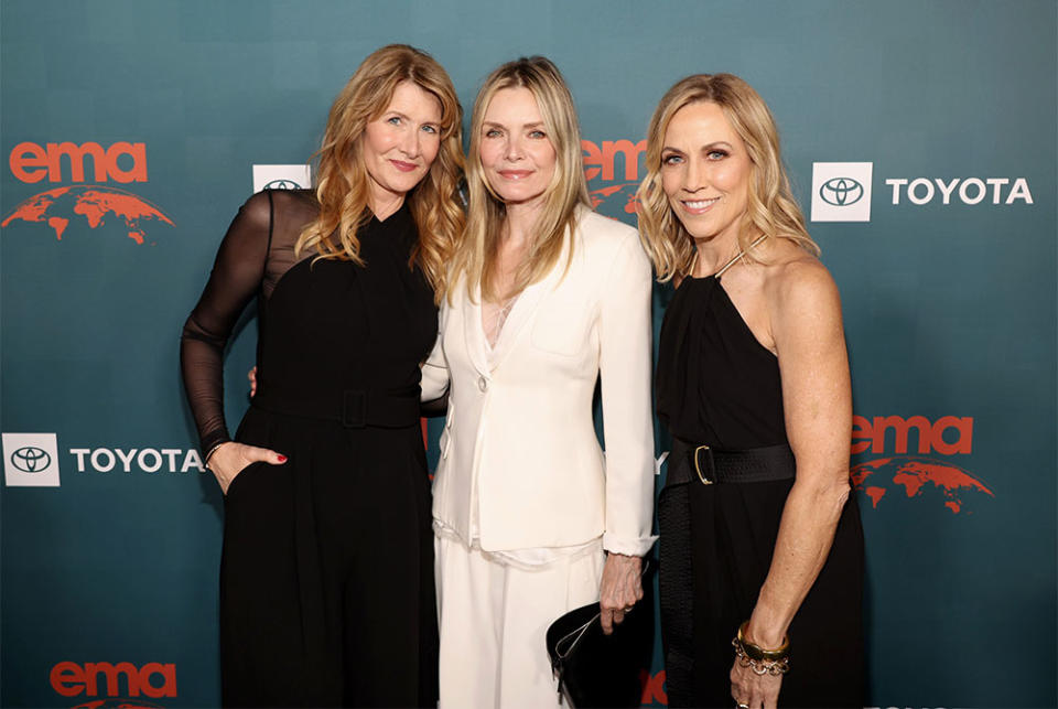 Laura Dern, Michelle Pfeiffer and Sheryl Crow attend The 33rd Annual EMA Awards Gala honoring Laura Dern, sponsored by Toyota, at Sunset Las Palmas Studios on January 27, 2024 in Los Angeles, California.