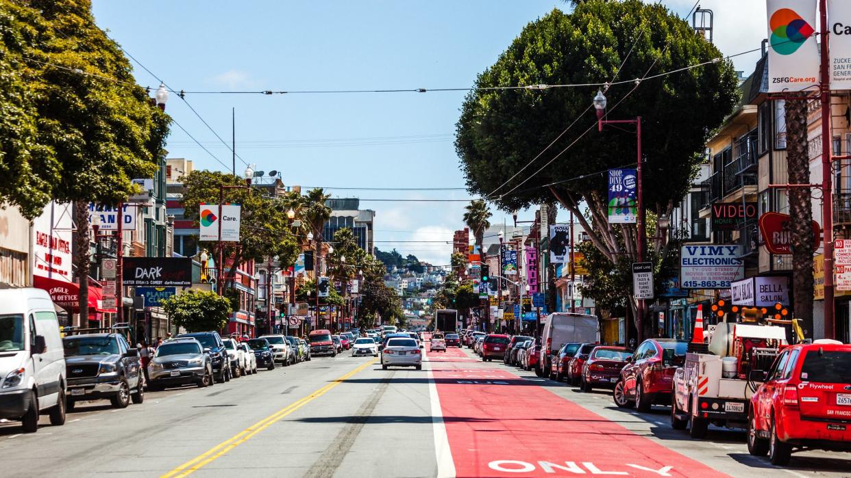 Mission District traffic.San Francisco, California, USA