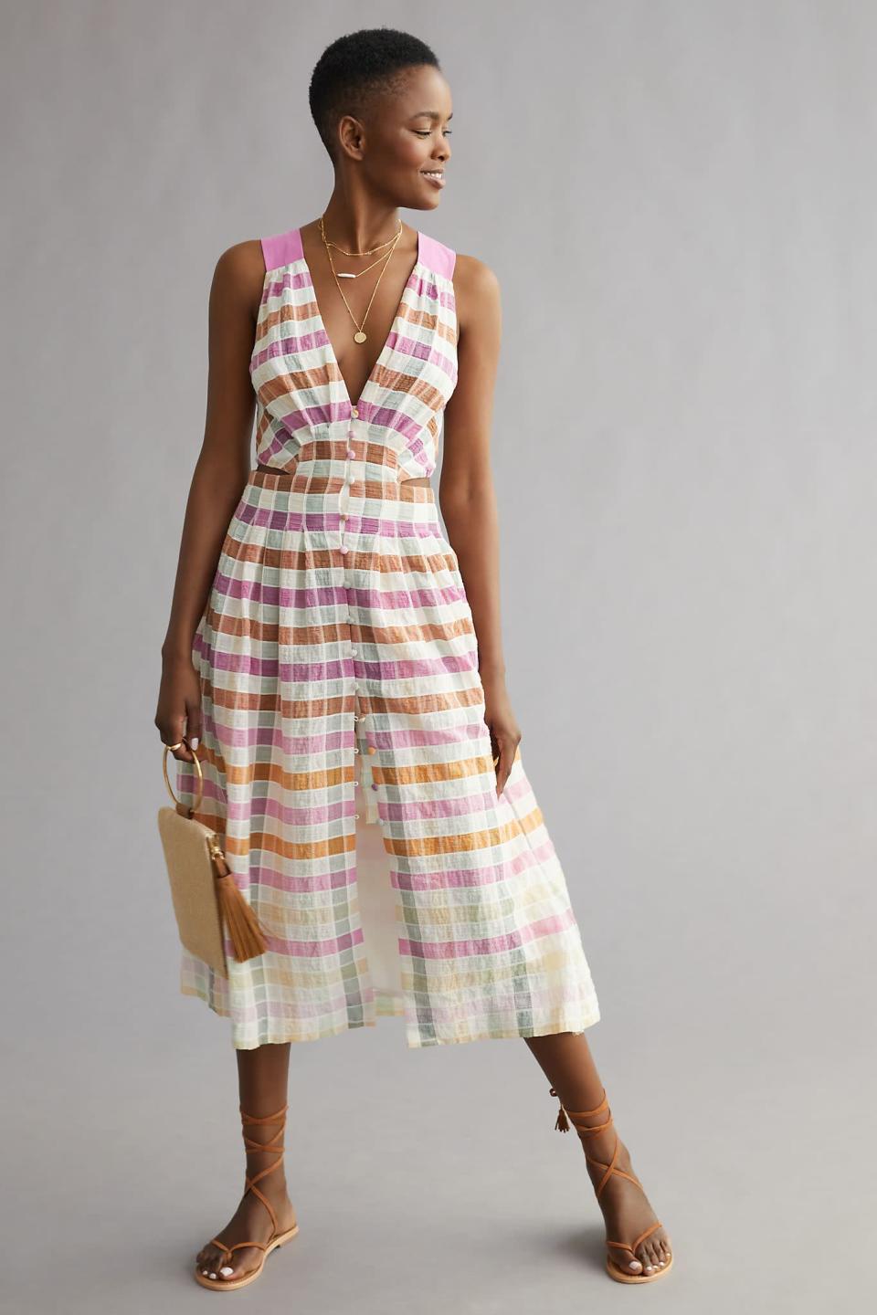 <br><br><strong>Maeve</strong> Ombre Plaid Midi Sundress, $, available at <a href="https://go.skimresources.com/?id=30283X879131&url=https%3A%2F%2Fwww.anthropologie.com%2Fshop%2Fmaeve-ombre-plaid-midi-sundress" rel="nofollow noopener" target="_blank" data-ylk="slk:Anthropologie" class="link ">Anthropologie</a>