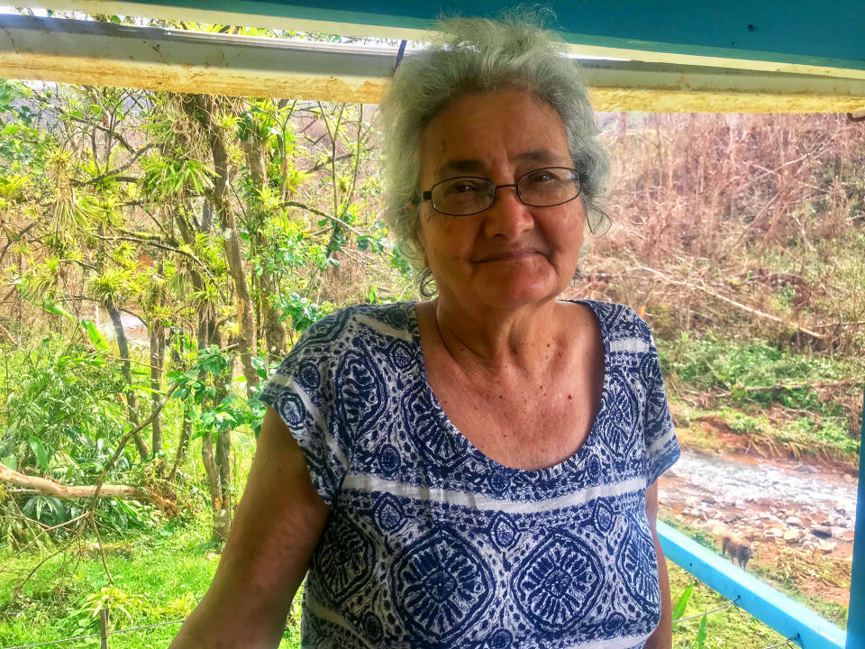 Carmen Martinez fears that her house, in a remote part of the mountains near Ciales, could be in the direct line of a potential mudslide. (Photo: Caitlin Dickson/Yahoo News)