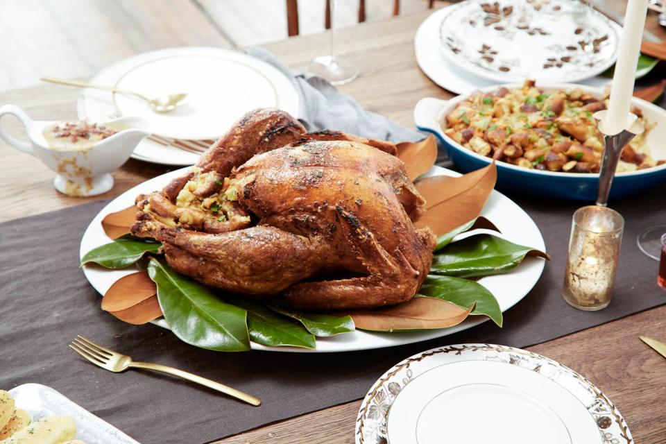 <p>Bland, dry turkey officially becomes a thing of the past with this recipe.</p><p>Get the recipe from <a href="https://www.delish.com/holiday-recipes/thanksgiving/recipes/a44733/ranch-turkey-recipe-best-thanksgiving-turkey-rub/" rel="nofollow noopener" target="_blank" data-ylk="slk:Delish;elm:context_link;itc:0;sec:content-canvas" class="link ">Delish</a>. </p>