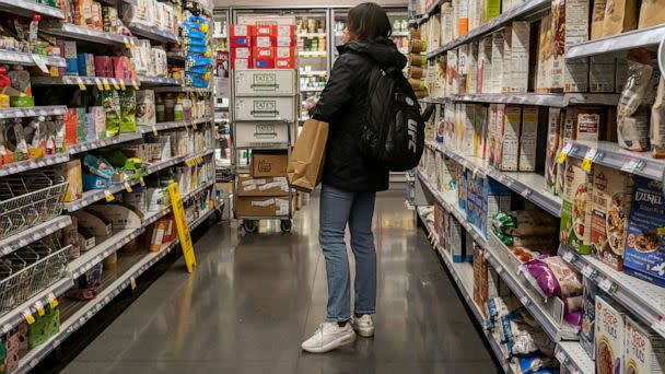 PHOTO: A customer shops in supermarket in New York, Jan. 31, 2023. (Richard B. Levine/Newscom)