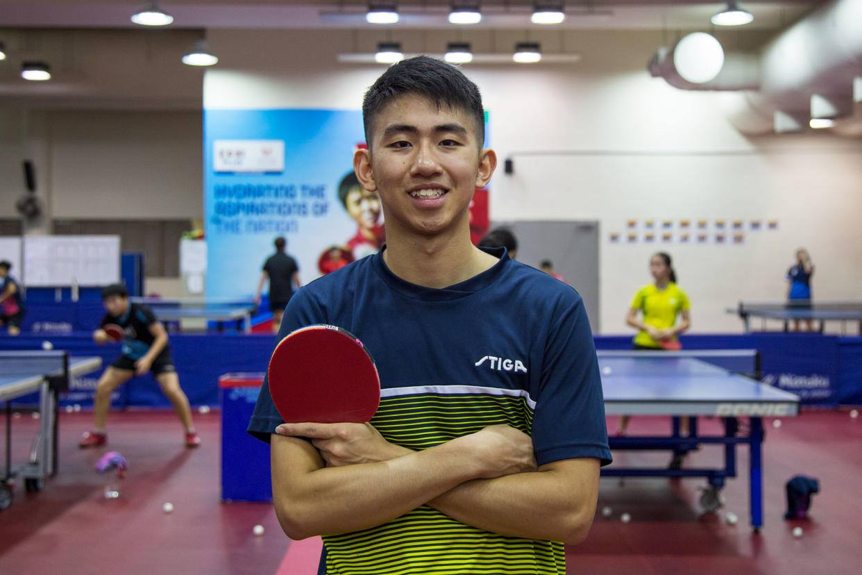 Singapore paddler Koen Pang reached the top of the junior world ranking in August, the first Singaporean to achieve the feat. He went on to earn the men’s singles gold at the SEA Games on 10 December. Read our story: <a href="https://bit.ly/2ZxRFbl">https://bit.ly/2ZxRFbl</a> (PHOTO: Dhany Osman/Singapore)