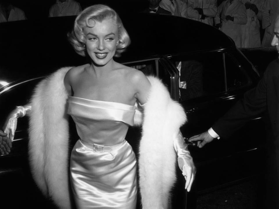 Marilyn Monroe at the premiere of the film "There's No Business like Show Business."