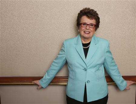 Former tennis player Billie Jean King poses for a portrait while promoting PBS's American Masters series in Beverly Hills, California August 6, 2013. REUTERS/Mario Anzuoni