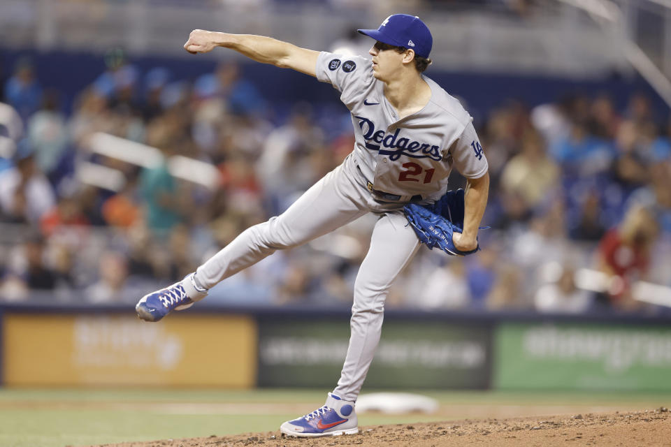 洛杉磯道奇先發Walker Buehler。（Photo by Michael Reaves/Getty Images）