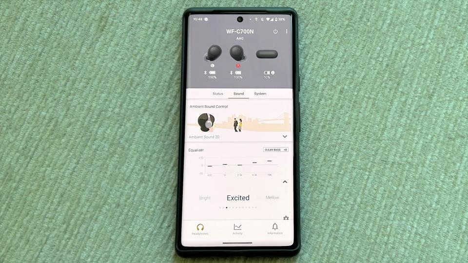 Showing Sony Headphone Connect app for WF-C700N
