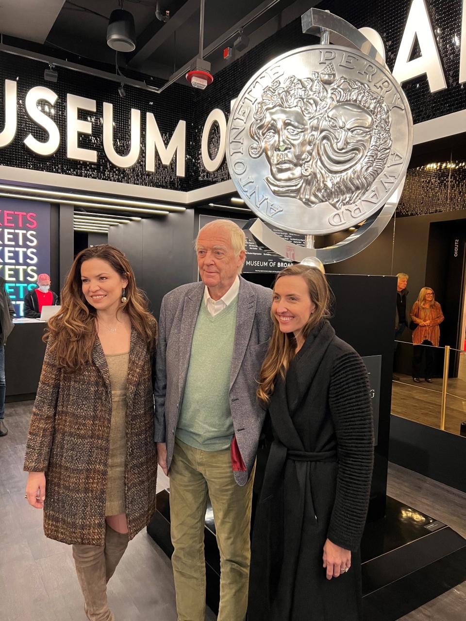 Diane Nicoletti (right) and Museum of Broadway co-founder Julie Boardman (left) with legendary songwriter Tim Rice