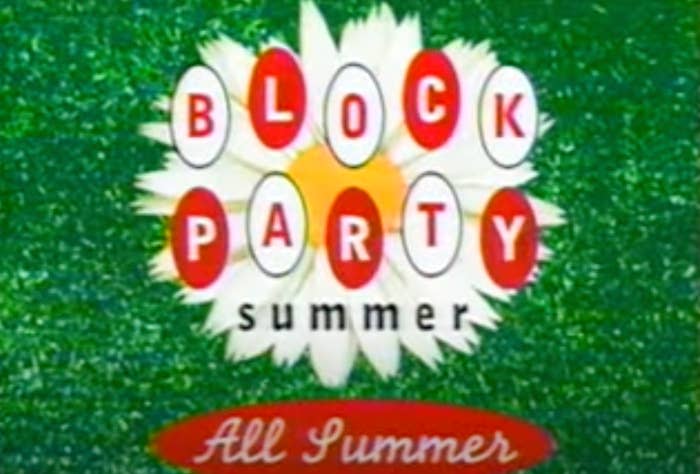 the title screen of Block Party summer set against a background that kind of looks like grass