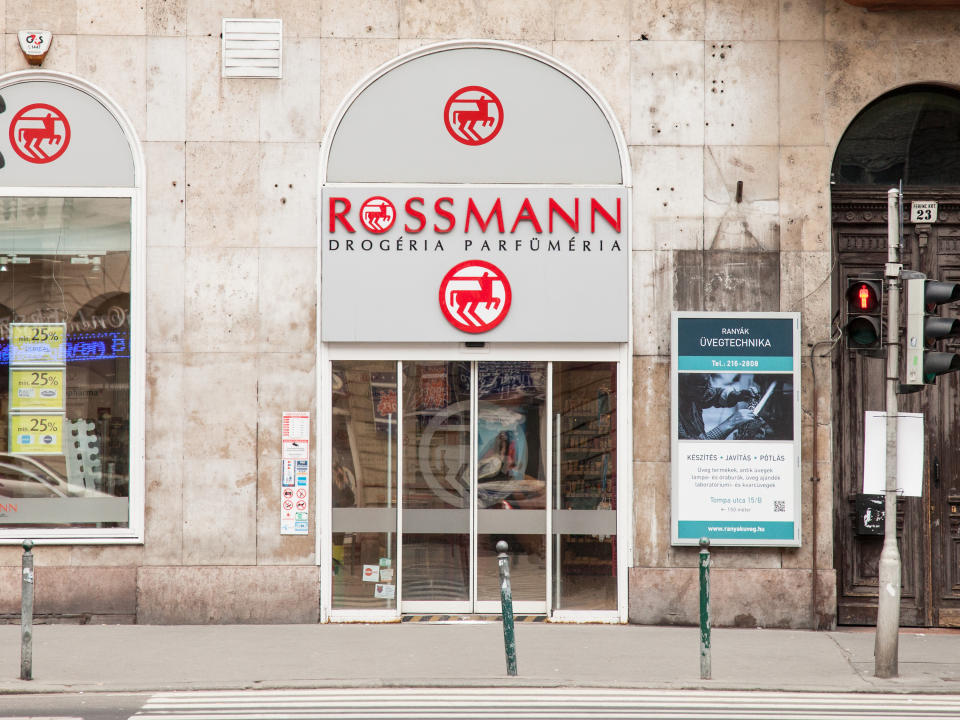 Picture of the Rossmann sign on one of their stores of Budapest, Hungary. Rossmann is Germany's second-largest drug store chain, with over 3,600 stores in Europe.