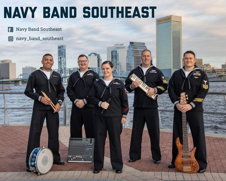 Come rain or dry weather Friday night the U.S. Navy Band is going to entertain you.