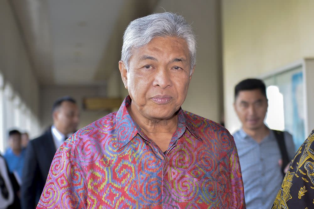 Datuk Seri Ahmad Zahid Hamidi is pictured leaving the Kuala Lumpur Court Complex February 21, 2019. — Picture by Mukhriz Hazim