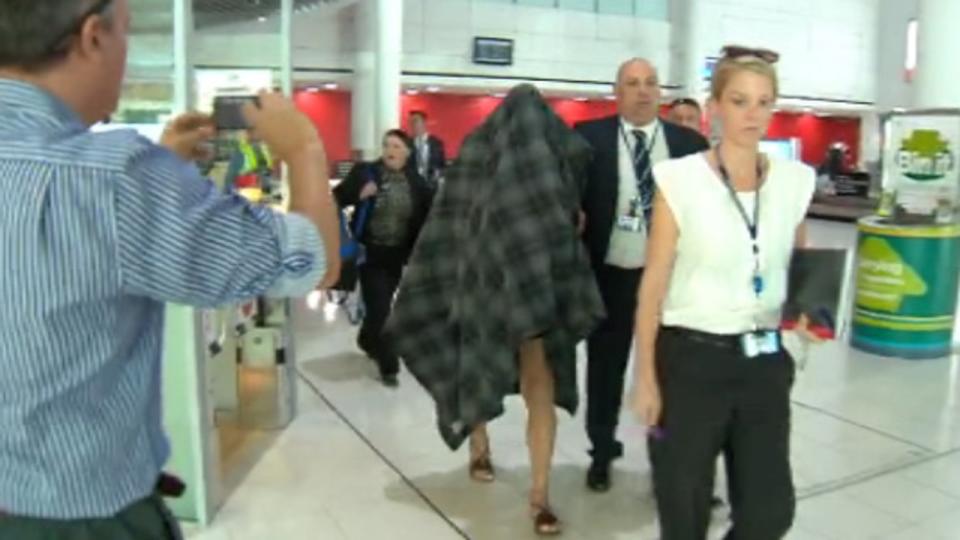 Ms Palmer at Perth Airport in 2018. Picture: Nine News