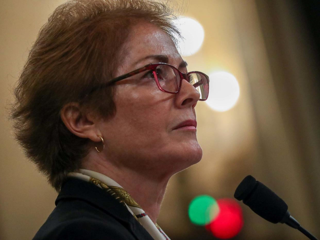 Marie Yovanovitch, former US ambassador to Ukraine, testifies before a House Intelligence Committee hearing as part of the impeachment inquiry into President Donald Trump on Capitol Hill in Washington, 15 November 2019: REUTERS