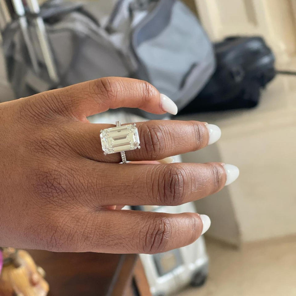 <p>"What we have is what we wish every single one of you out there - happiness," Guobadia continued, alongside a close-up shot of Williams' gorgeous engagement ring. "So when I asked...she said yes. That is ALL that mattered. Thank you again for your love and support. Truly appreciated 🙏🏾"</p>