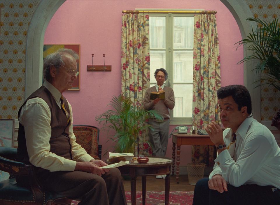 Arthur (Bill Murray, left) assigns Roebuck Wright (Jeffrey Wright) an important profile in "The French Dispatch."