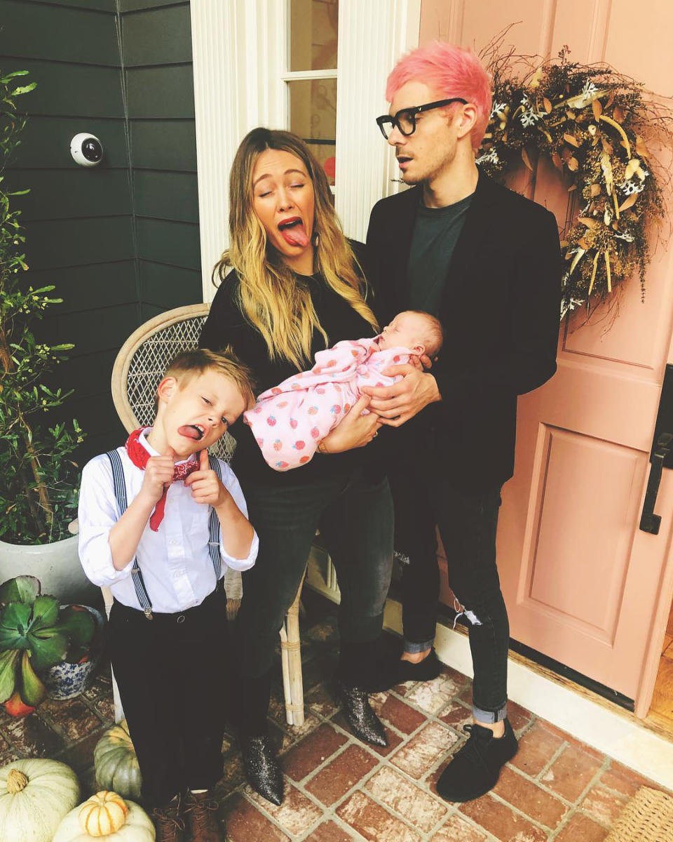 <p>They're not a regular family, they're a silly family, and Banks — who arrived on Oct. 25, 2018 — is learning the ropes.</p> <p>In November 2018, Duff <a href="https://www.instagram.com/p/BqTvd_ZgCDH/" rel="nofollow noopener" target="_blank" data-ylk="slk:captioned a photo;elm:context_link;itc:0;sec:content-canvas" class="link ">captioned a photo</a> of the family making funny faces, "Banks ... you gotta try harder." </p>