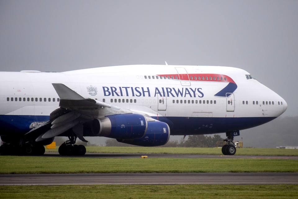 CARDIFF, WALES - SEPTEMBER 08: A British Airways Boeing 747-436 aircraft leaves Cardiff Airport to be dismantled at Cotswold Airport on September 08, 2020 in Cardiff, Wales. British Airways have brought forward the retirement of the 747 aircraft, rather than wait until 2024, due to the disruption in the aviation industry as a result of the coronavirus. The aircraft (G-BYGA) has flown 89,593 hours equal to 10,981 flights and around 40m miles. (Photo by Matthew Horwood/Getty Images)