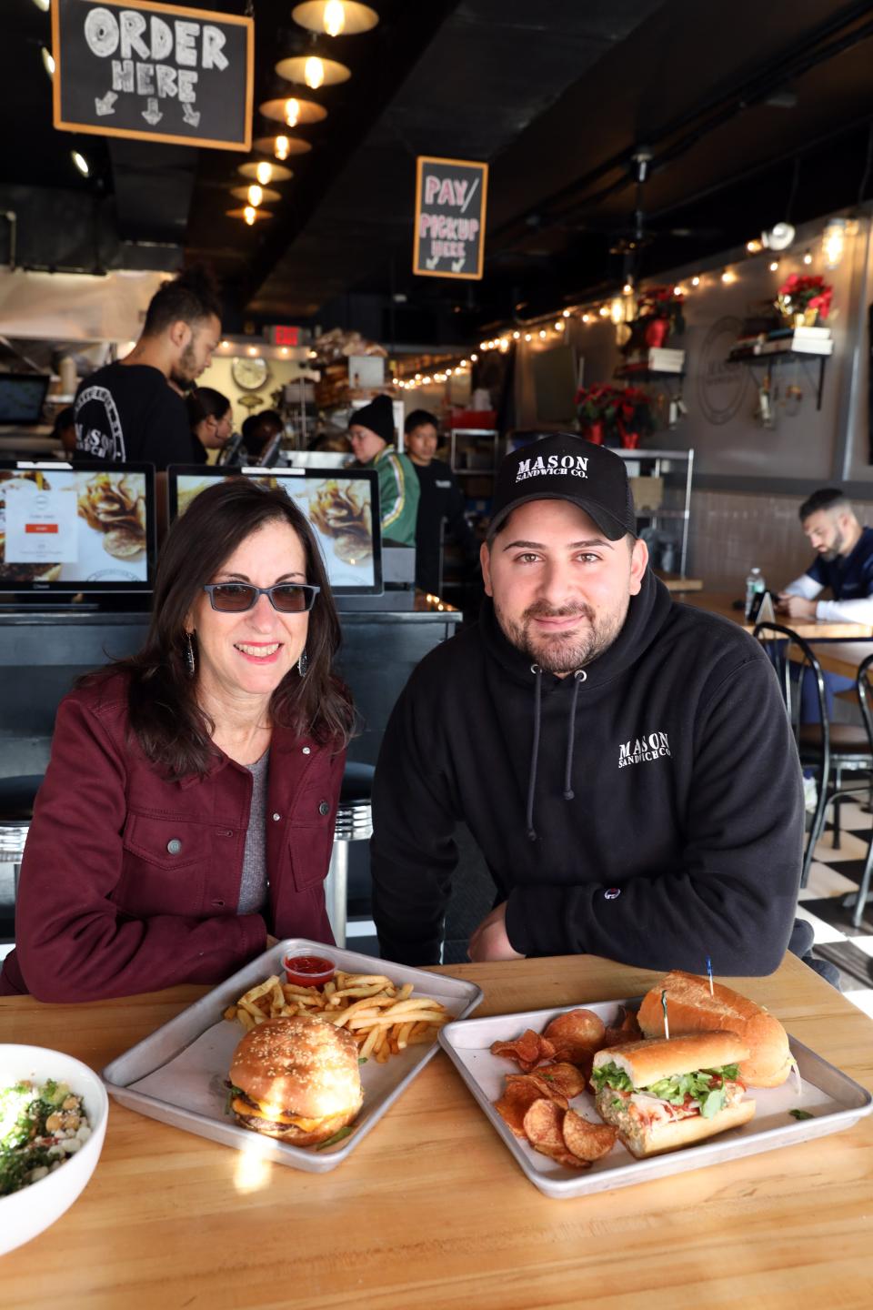 Lohud food reporter Jeanne Muchnick with chef/co-owner Lou Brindley at Mason Sandwich Co. in Eastchester Nov. 30, 2023.