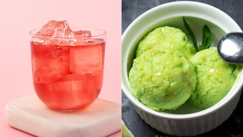 Watermelon soda and lime sorbet