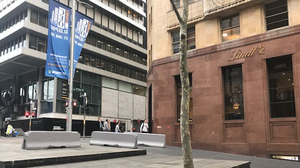 The Sydney concrete slabs were positioned right outside the Lindt Cafe
