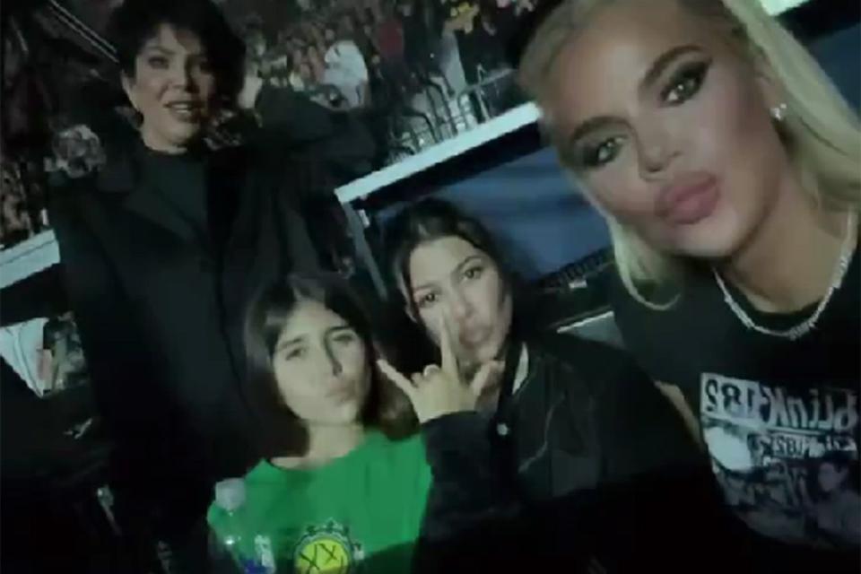 <p>Khloe Kardashian Instagram</p> Kris Jenner, Penelope Disick, Kourtney Kardashian and Khloe Kardashian attend Blink-182