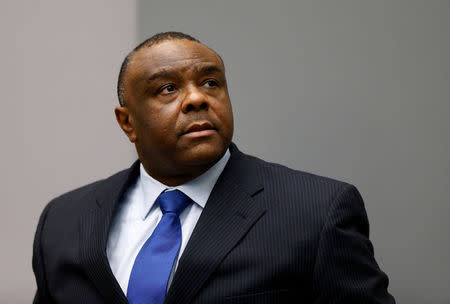 FILE PHOTO: Jean-Pierre Bemba Gombo of the Democratic Republic of the Congo sits in the courtroom of the International Criminal Court (ICC) in The Hague, June 21, 2016. REUTERS/Michael Kooren/File Photo