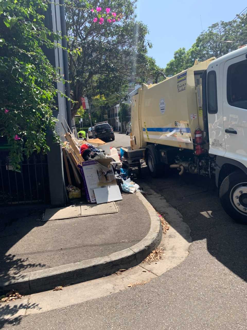 The rubbish has accumulated on Glebe Street in Edgecliff. Source: Riley Morgan