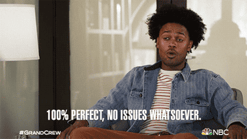 A GIF of a man saying "100% perfect, no issues whatsoever"