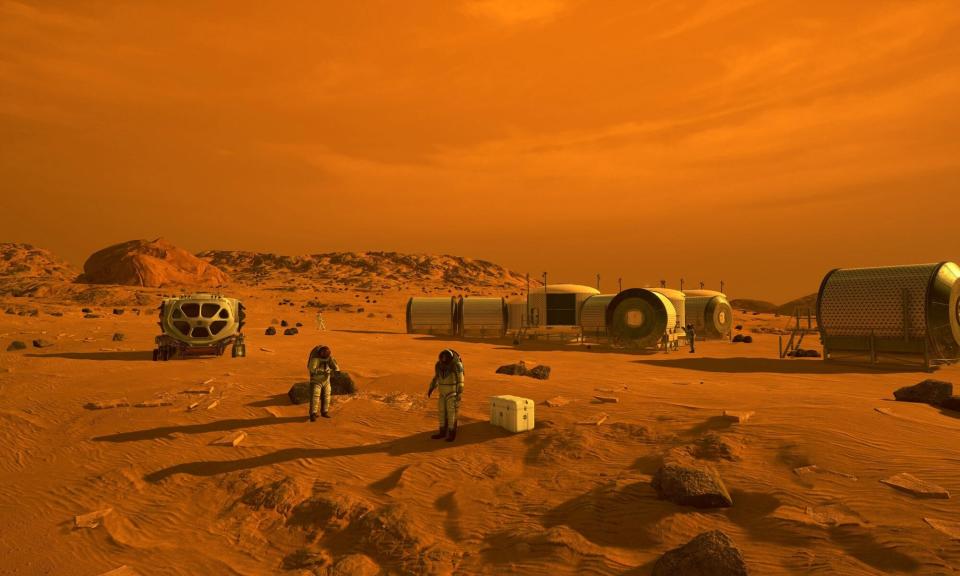 an illustration of a human colony on Mars