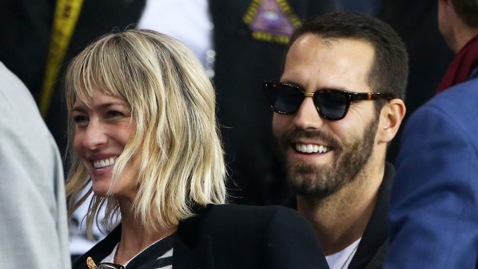 Robin Wright and Clement Giraudet attend the UEFA Champions League group B match between Paris Saint-Germain (PSG) and Bayern Muenchen (Bayern Munich) at Parc des Princes on September 27, 2017 in Paris, France