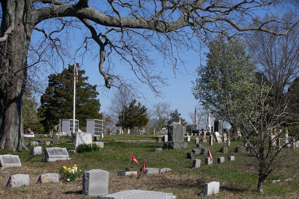 Toms River Veterans Commission is leading a clean-up at the Riverside Cemetery, which is full of leaves, debris and toppled headstones. About 450 veterans are buried there.Toms River, NJThursday, April 13, 2023