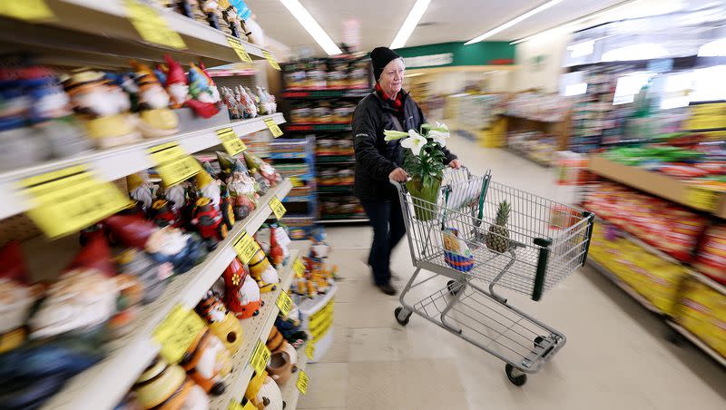 Sherrie Robertson shops at Reams in Sandy on Tuesday, April 4, 2023. Legislators have asked Utah voters to decide on a constitutional amendment to remove the state portion of sales tax on food.