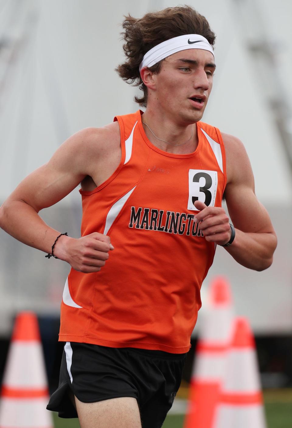 Marlington's Noah Graham wins the 3,200 meters in the Division II regional meet at Austintown Fitch High School on Saturday, May 28, 2022.