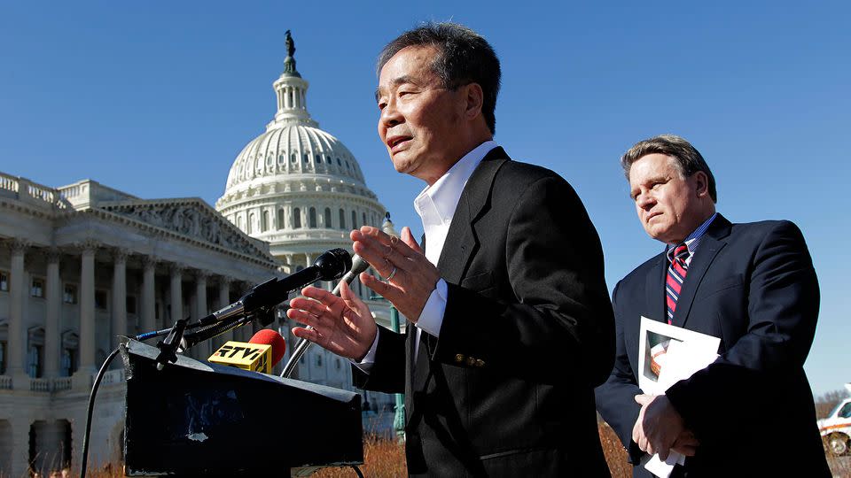 Harry Wu, an activist for human rights, speaks to reporters at the Capitol at a news conference called by Rep. Chris Smith, R-NJ, to criticize China's one-child rule, in Washington. Photo: AP/J. Scott Applewhite