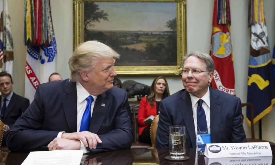 Trump and NRA chief executive Wayne LaPierre in the White House in February.