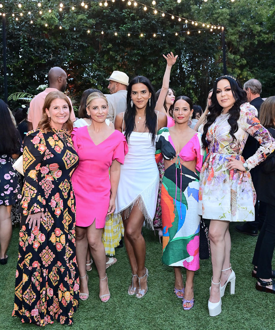 (L-R) Zoe Winkler, Sarah Michelle Gellar, Elsa Collins, Sophie Lopez, and Yolanda Selene Walther-Meade attend the TIAH 4th Annual Fundraiser at Private Residence on August 27, 2022 in Los Angeles, California.