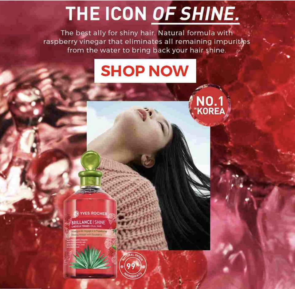 Yves Rocher Hair Rinsing Vinegar is the No. 1 bestseller in Korea. PHOTO: Lazada