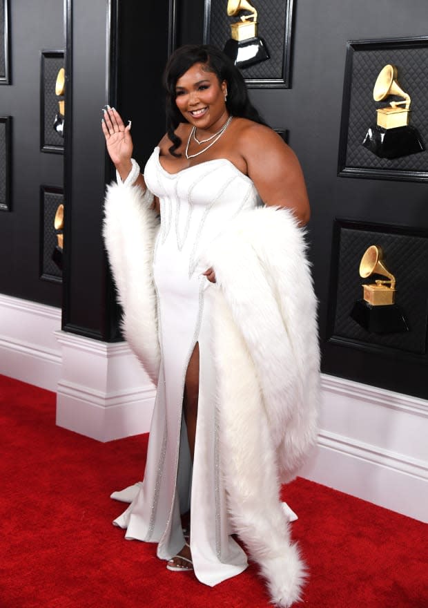 Lizzo in Versace at the 62nd annual Grammy Awards. 