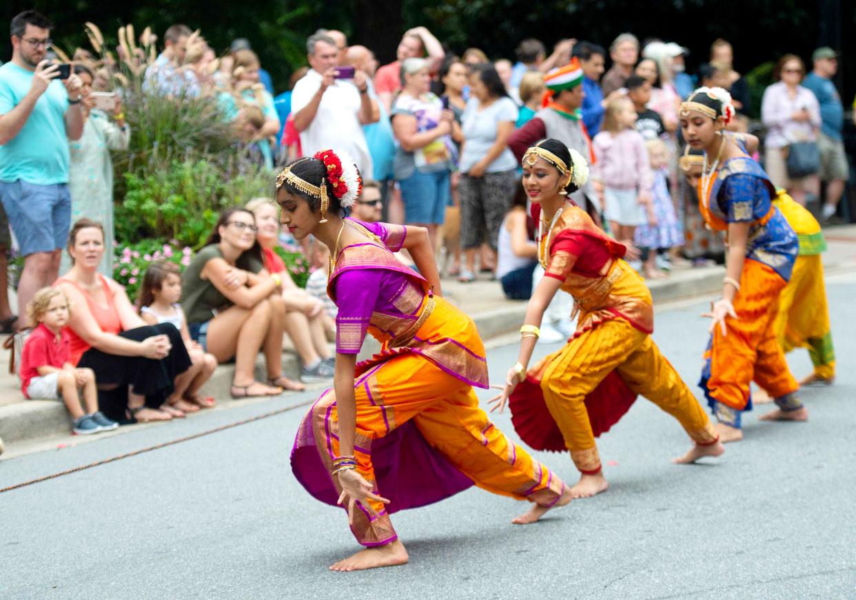 The India Day parade travels along Main Street in Greenville