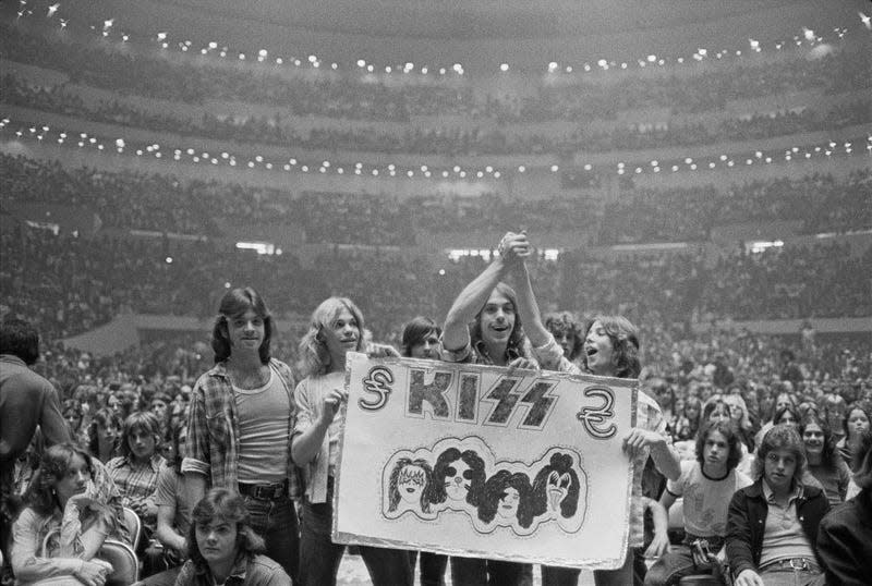 A group of KISS fans before the concert recording of Alive! in 1975