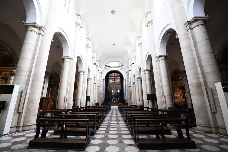 A view shows the empty Cathedral of Turin