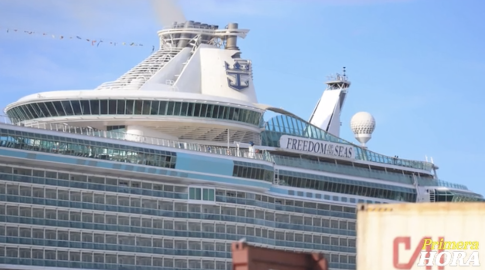 The Freedom of the Seas cruise ship docked in Puerto Rico following the incident.