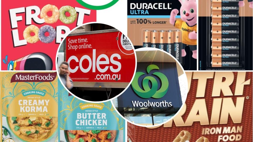 Breakfast cereal, batteries and cooking sauce on sale for half-price at Woolworths and Coles.