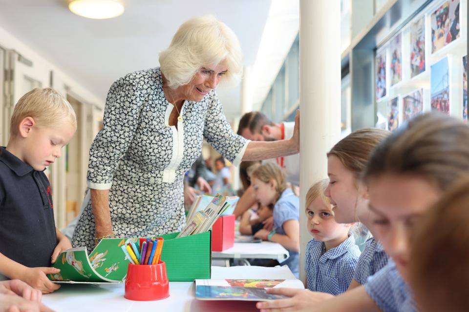 Queen Camilla visits a reception class (Chris Jackson/PA) (PA Wire)