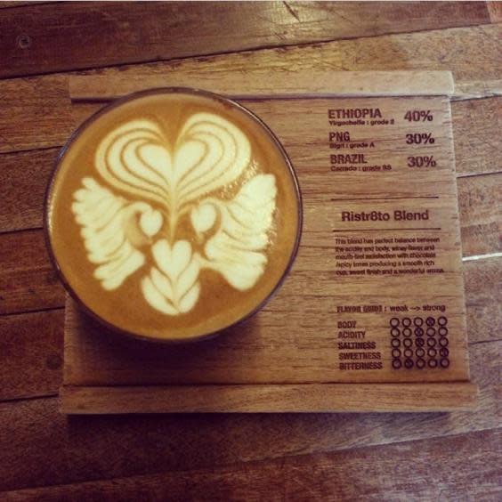 Fancy latte art at Ristr8to Coffee (Facebook)